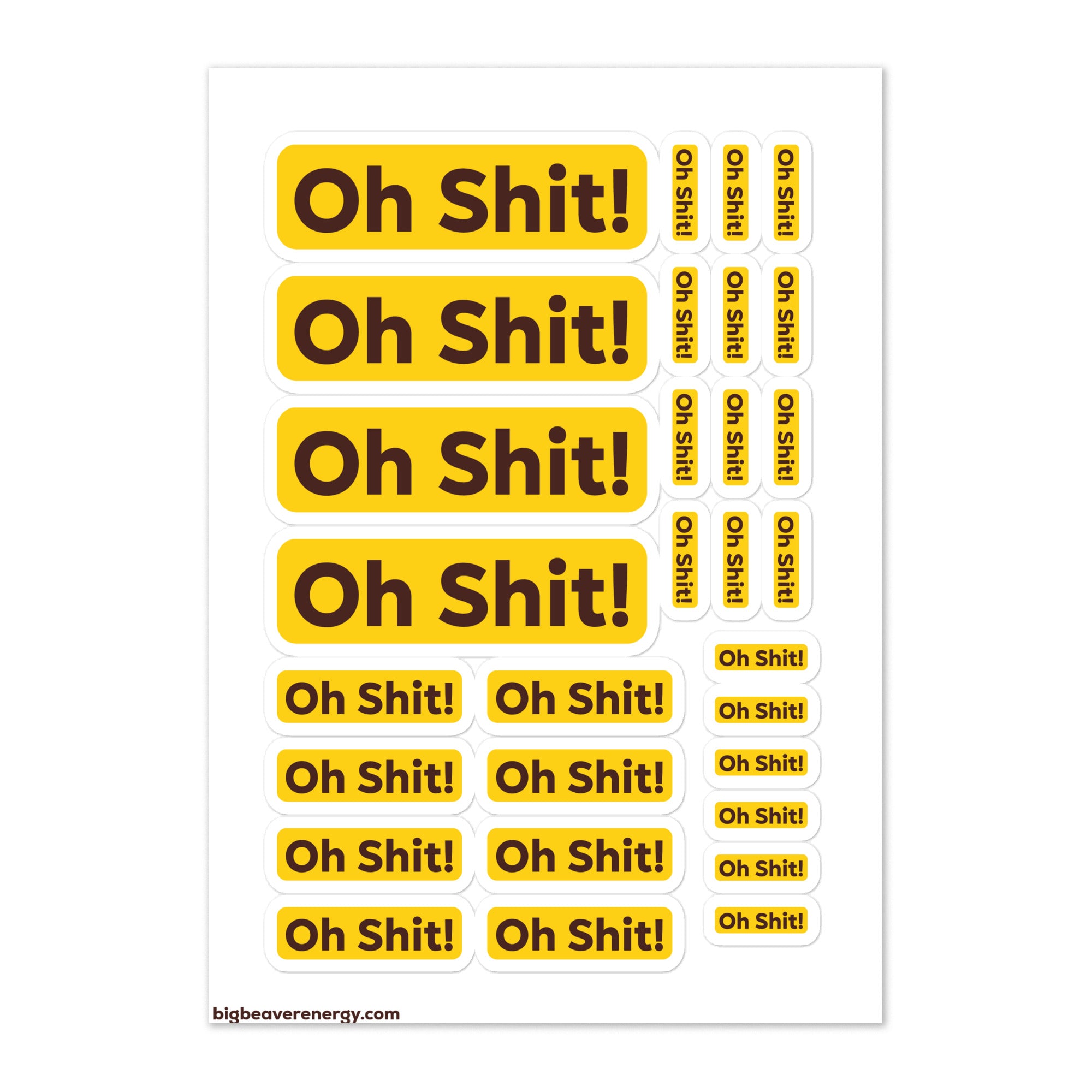 Five Oh Sticker Oh Shit! Sticker Sheet – Big Beaver Energy