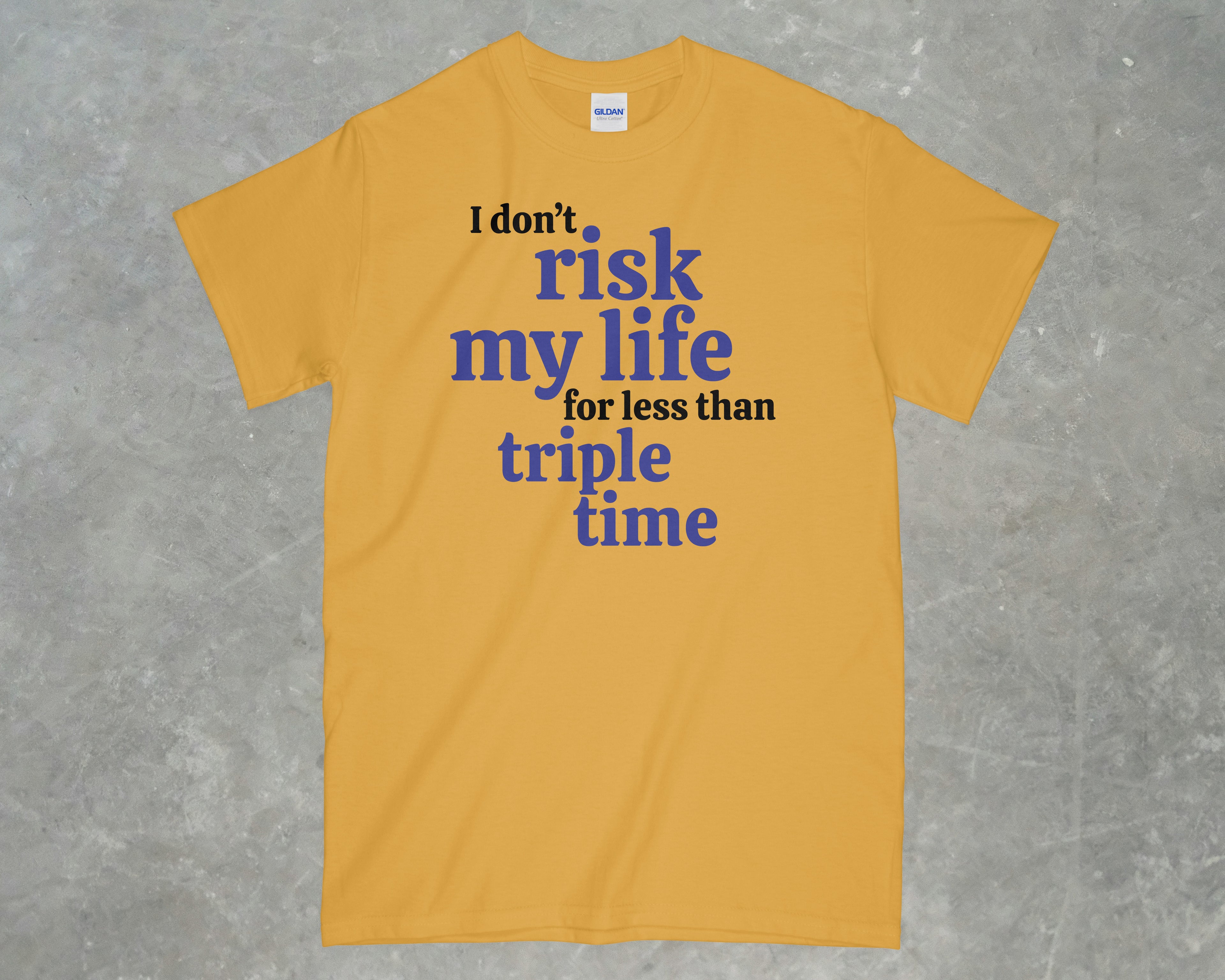 I Don't risk my life for less than triple time shirt